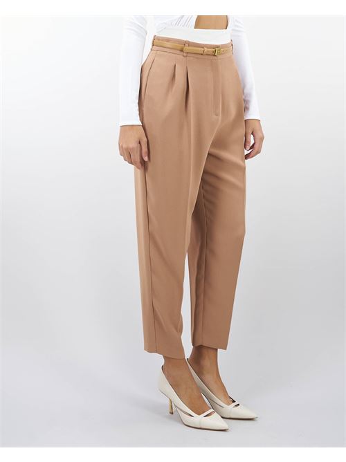 Crepe trousers with belt and embroidery Elisabetta Franchi ELISABETTA FRANCHI | Pants | PA02846E2032